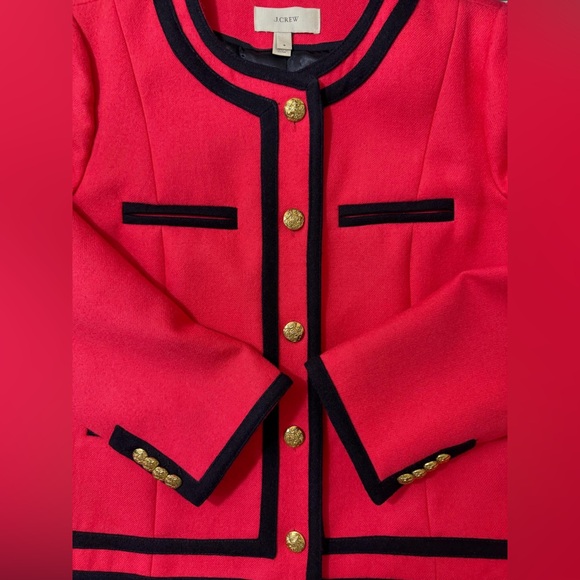 J. Crew Size 6 Lady Jacket Cropped Blazer Double Serge Wool Berry Pink - Picture 7 of 13